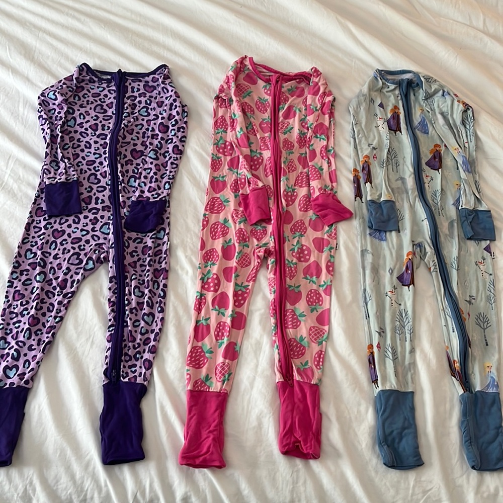 3 pairs of Little Sleepies zip ups size 18-24 months